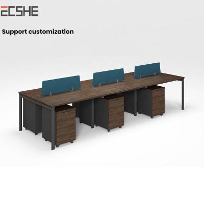 China Modern Extendable Table Custom Wood Separation Workstation Computer Desk Computer Laptop 6 Person Desk Table for sale