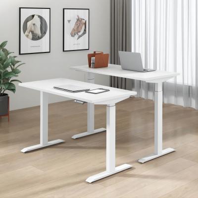 China (Height) 4 Leg Adjustable Height Escritorio White Mobile Raised Adjustable Electric Sit Stand Up Table Elevating Standing Desk for sale