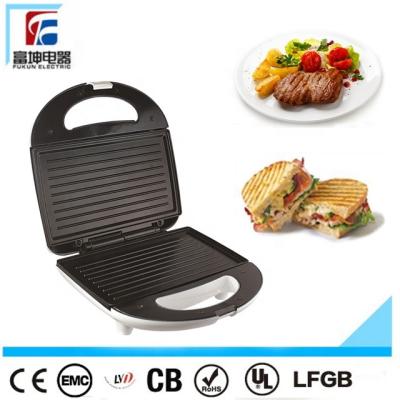 China Removable Oil Collector Aluminum Die Casting 2 Slices Contact Grill Panini Maker Sandwich Electric Grill With Nonstick Coating for sale