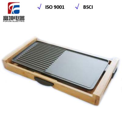 China Adjustable Height Detachable Electric Hot Plate BBQ Natural Bamboo Base Grill for sale