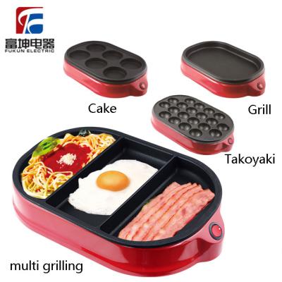 China Non Stick Cooking Surface 3 Segment Mini Barbecue Grill For Breakfast for sale