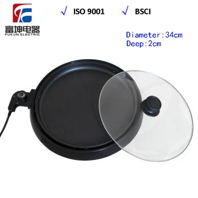 China Sustainable Round Electric Frying Pan With Glass Lid for sale