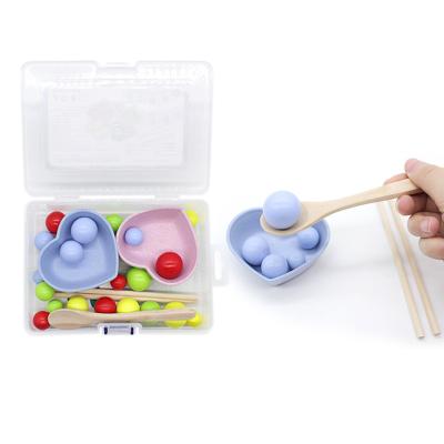 China Children's Learing Toys Kids Wooden Chopsticks Practice Clip Beans Math Counting Learning Montessori Teaching Wooden Toys for sale