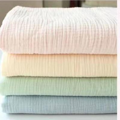 China Soft double sided 100% cotton double-layer/triple-layer gauze fabric wrinkly for baby clothes, towel and homedress, double gauze fabric for sale