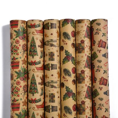 China Hot Selling Recycled Santa Claus Multi-Style Kraft Paper Christmas Gift Wrapping Paper Paper Wrapping Materials For Holiday Dress for sale