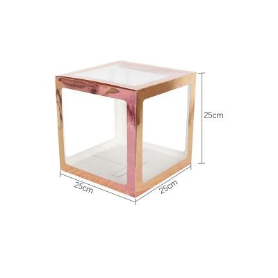 China Popular Materials Gift Box PVC Window Birthday Paper Bride Recycled Clear Transparent Stuff Balloon Box For Party Decoration for sale