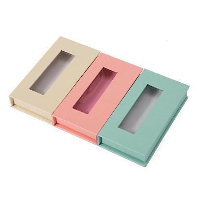 China Handmade Wholesale Cheap Magnet Box New Multicolor Cardboard Eyelash Rectangular Box With Window for sale