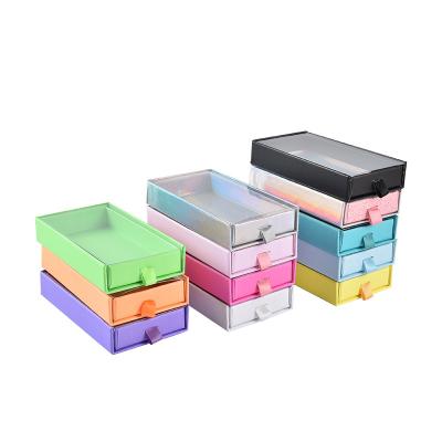 China Handmade Custom Cosmetic Box Themed Rectangular Pair Lash Boxes Pull-Out Boxes With PVC Window for sale