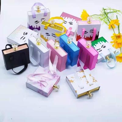 China New Arrival Handmade Holographic Unique Drawer Fashion Square Eyelash Portable Drawer Box With Handle And Rope for sale