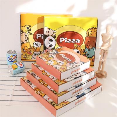 China Recycled materials wholesale stock takeout box cartoon printing large 7 8 9 10 biodegradable 12 inch pizza box for hotel for sale