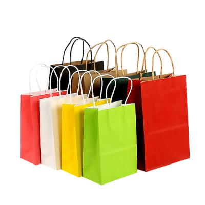 China Bio-degradable Brown Shopping Bags Craft Degradable Kraft Pink Food Package Souvenir Paper Bag with Handle for sale