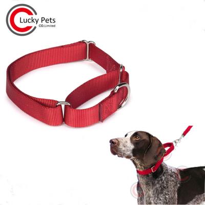 China Excellent Quality Personalized Adjustable Red Nylon Martingale Dog Collar for sale