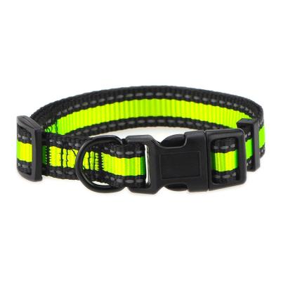 China Personalized Dog Hiking Accessories Reflective Nylon High Visibility Adjustable Dog Collar for sale