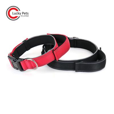 China Pet Training Collar Padded Adjustable Reflective Nylon Soft Neoprene Padded Dog Collar for sale