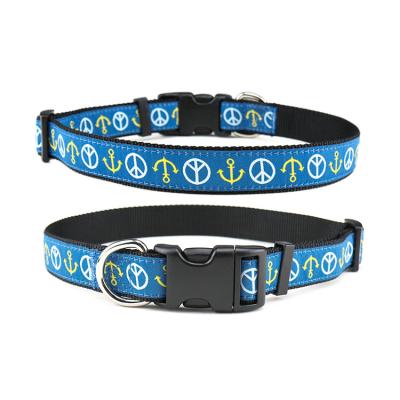 China Manufacturer ODM Fashion Brand Padded Designer Personalized Nautical Pet Adjustable Ribbon Anchor Dog Collars for sale