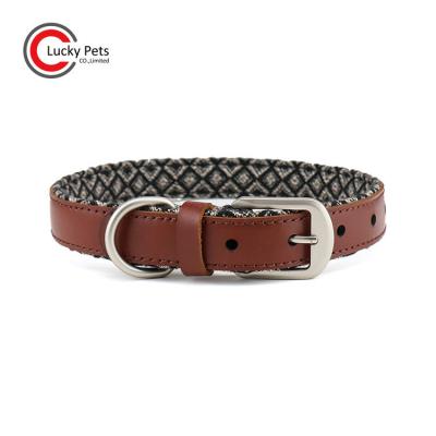 China High Quality Soft Padded Padded Cowhide Leather Dog Collar for sale