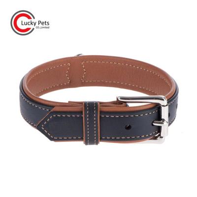 China OEM Padded Design Personalized Genuine Leather Dog Collars With Padded for sale