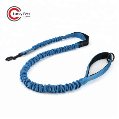 China Reflective Double Grip Stretch Nylon Dog Sports Jogging Leash With D Ring for sale