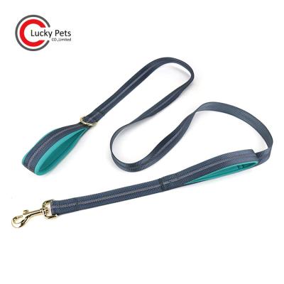 China Custom Double Handle Traffic Two Handle Pet Dog Leash Heavy Duty Reflective Nylon Training Leash For Large Dogs for sale