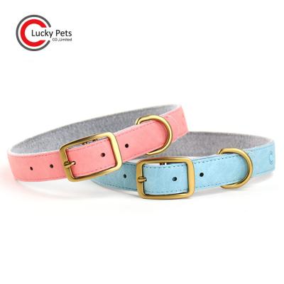 China OEM Wholesale Manufacturer Personalized Vegan Eco-Friendly Handmade Vegetable-tanned Leather Dog Collar with Durable Gold Hardware for sale