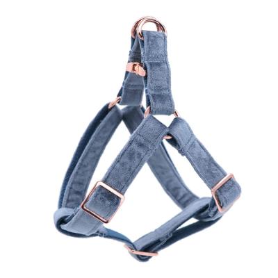 China Designer Brands Reflective Luxury Custom Adjustable Soft Velvet Dog Harness Set for sale