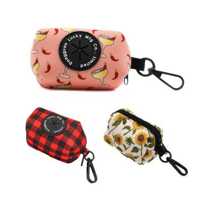 China Sustainable Custom Private Label Neoprene Pet Poop Waste Bag Dispenser Dog Poop Bag Holder for sale