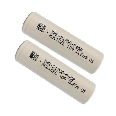 Cina Wholesale Low Temperature 21700 battery MOLI INR21700-P45B 4500mAh P45B 3.7V Lithium ion rechargeable battery cell in vendita