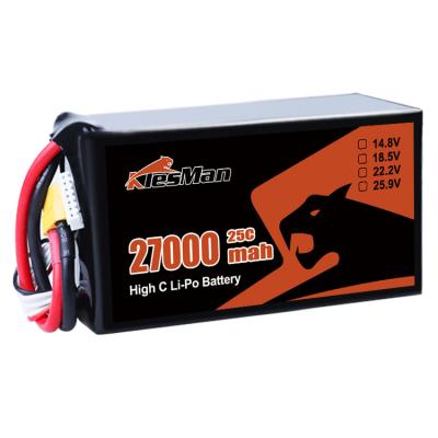 China KlesMan FPV Drone Baterías de Li-polymer 6S 27000mah 44000mah 66000mah con voltaje 22.2V y tipo de conector XT60 XT90 en venta