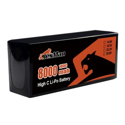 Китай Lipo FPV Drone Battery XT60 980g 6S 22.2V 8000 MAh Литийный полимерный пакет для 10-дюймового дрона продается