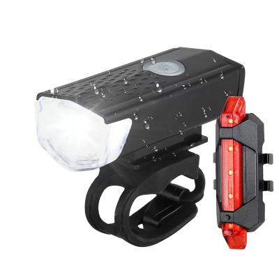 China Plastic Outdoor Bike Light Usb Front Light Lamp Headlight Bicycle Rechargeable Bicycle Light Cycling Led Flashlight for sale