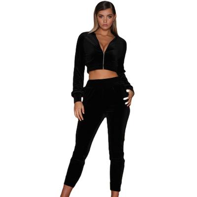 China Unique Women's Hoodies Gym Crop Anti-Wrinkle Gear Two Piece Zipper Sweatshirt Sexy Gym Crop Top Customized Hoodie for sale