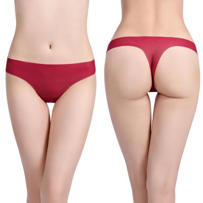 China Breathable Women Laser Cut Ice Silk No Trace Underwear Seamless Thong for sale