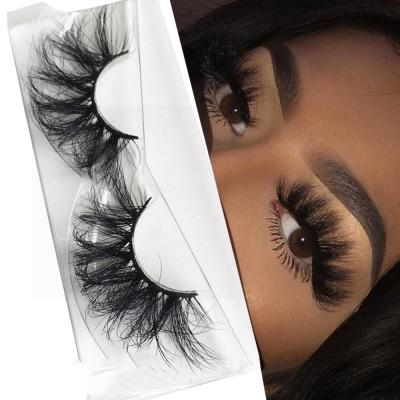 China Wholesale Natural Black Stripe Long 25mm Cotton 3D Mink Lashes Dramatic Fluffy Lashes Seller With Free Packaging Box for sale