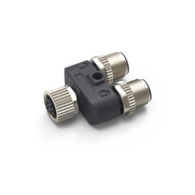 China Factory supply automotive mini Y code 3pin 4pin M12 socket 1 turn 2 waterproof y-type connector for sale