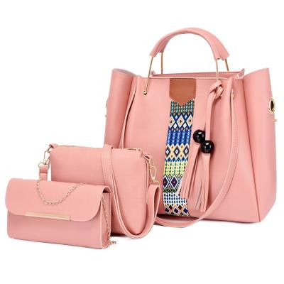 China 2021 high quality vintage ladies handbags 3 piece bag A fashion main purses and handbags set for women for sale