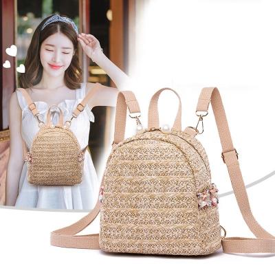 China 2021 Other Fashionable Small Ladies Mini Straw Backpack Purse Shoulder Messenger Bag Women Back Package for sale