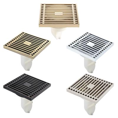 China Factory Price 10*10cm Modern Decorative Smell-Resistant Brass Floor Drain for sale