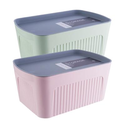 China Sustainable Colorful Household Organizer Plastic Container With Lid Storage Box for sale