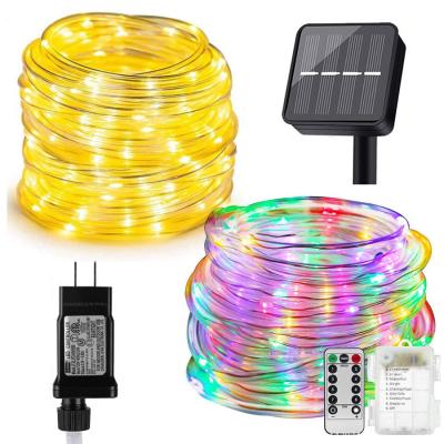 China 10/20/30M Solar Tube Rope Christmas LED String Lights 8 Modes Outdoor Eco-friendly Copper Wire Garden Patio Garland Light for sale