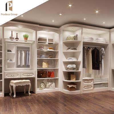 China Custom Design Prodeco Luxury Walk In Wardrobe Wooden Wardrobe for sale