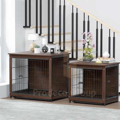 China 2022 Breathable Modern Luxury Indoor Wooden Dog Crate Metal Cage Settlements Dog Crates for sale