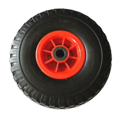 China Hotels Factory Sale 10inch 10x3.00-4 Polyurethane PU Foam Flat Freewheel For Hand Trolley for sale