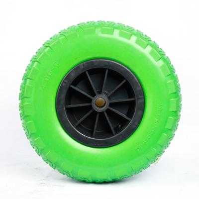 China Hotels 4.00-6 Tire PU Foam Plastic Wheels Flat PU Foam Trolley Freewheel For Trolleys en venta