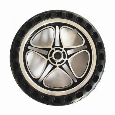 China Hotels factory sales heavy duty 14 inch tubless solid rubber wheel with alloy rim for sale