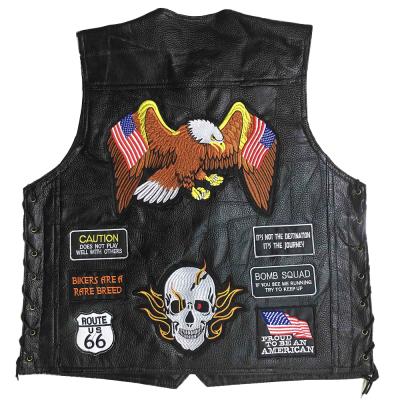 China Leather Sleeveless Knight Biker Vest Motorcycle Streetwear Embroidery Vintage Leather Jackets Plus Size Retro Vests For Men for sale