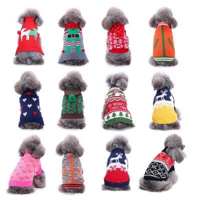 China Viable Warm Sweater Dog Clothes For Little Dog Sweater Christmas Halloween Cat Costume Winter Knitted Dogs Coat Jacket Cat Dress for sale