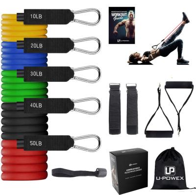 China 2021 Hot Selling Heavy Duty Latex Fitness Exercises 11pcs 150lbs Band Latex Resistance Band And Tube Set for sale