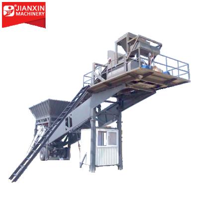 China Retail 50m3 Mobile Concrete Mixing Plant With Concrete Mixer 4 Bins JS1000 for sale