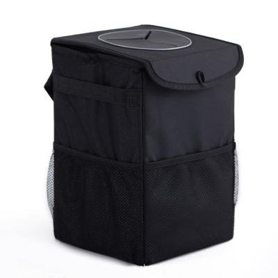 China Brief & Color Single Car Seat Trash Bin Portable Garbage Bag Back Hanging Organizer with Storage Pockets for Car for sale