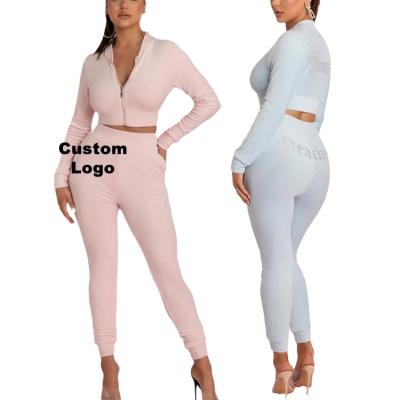 China Custom wholesale velor cotton unisex two track breathable 2 piece jogger set salesman velor lady tracksuit sweatsuit for women for sale